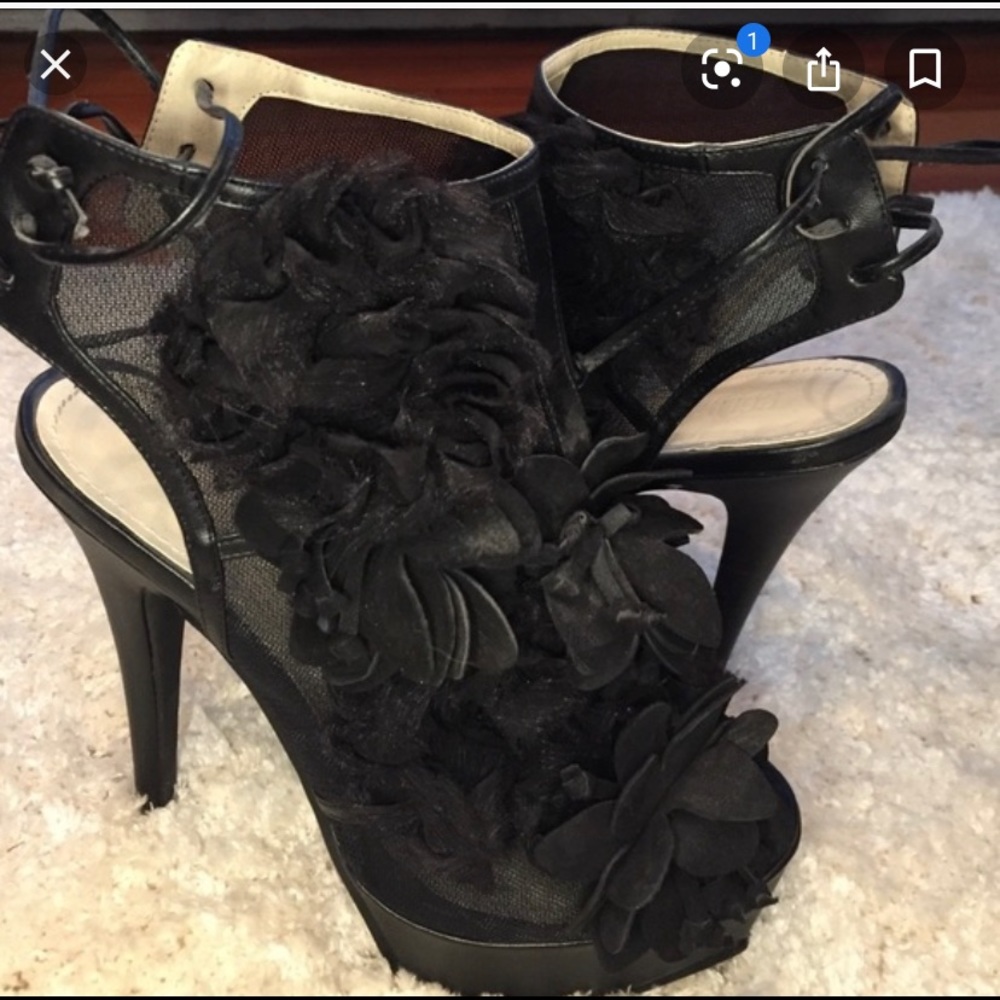 Brand new 3D floral mesh bootie heels.